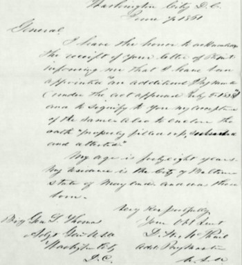 Letter of acceptance for appointment-June 1861
