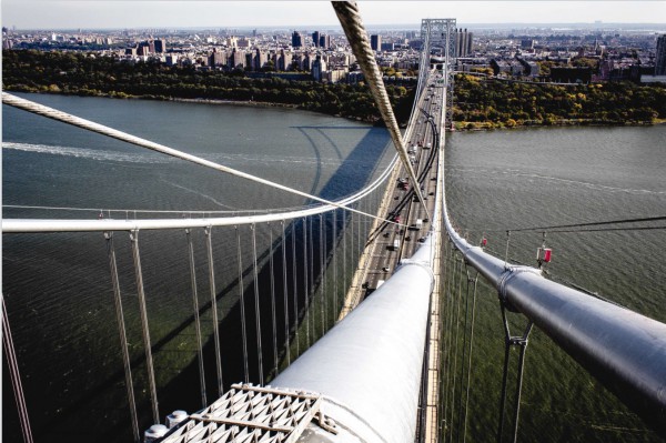 Atop the George Washington Bridge tower. Christopher befriended a police officer who made life easy for him; who knew there is an elevator to the top?